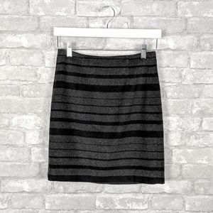 Banana Republic Wool Striped Skirt Black Gray 0